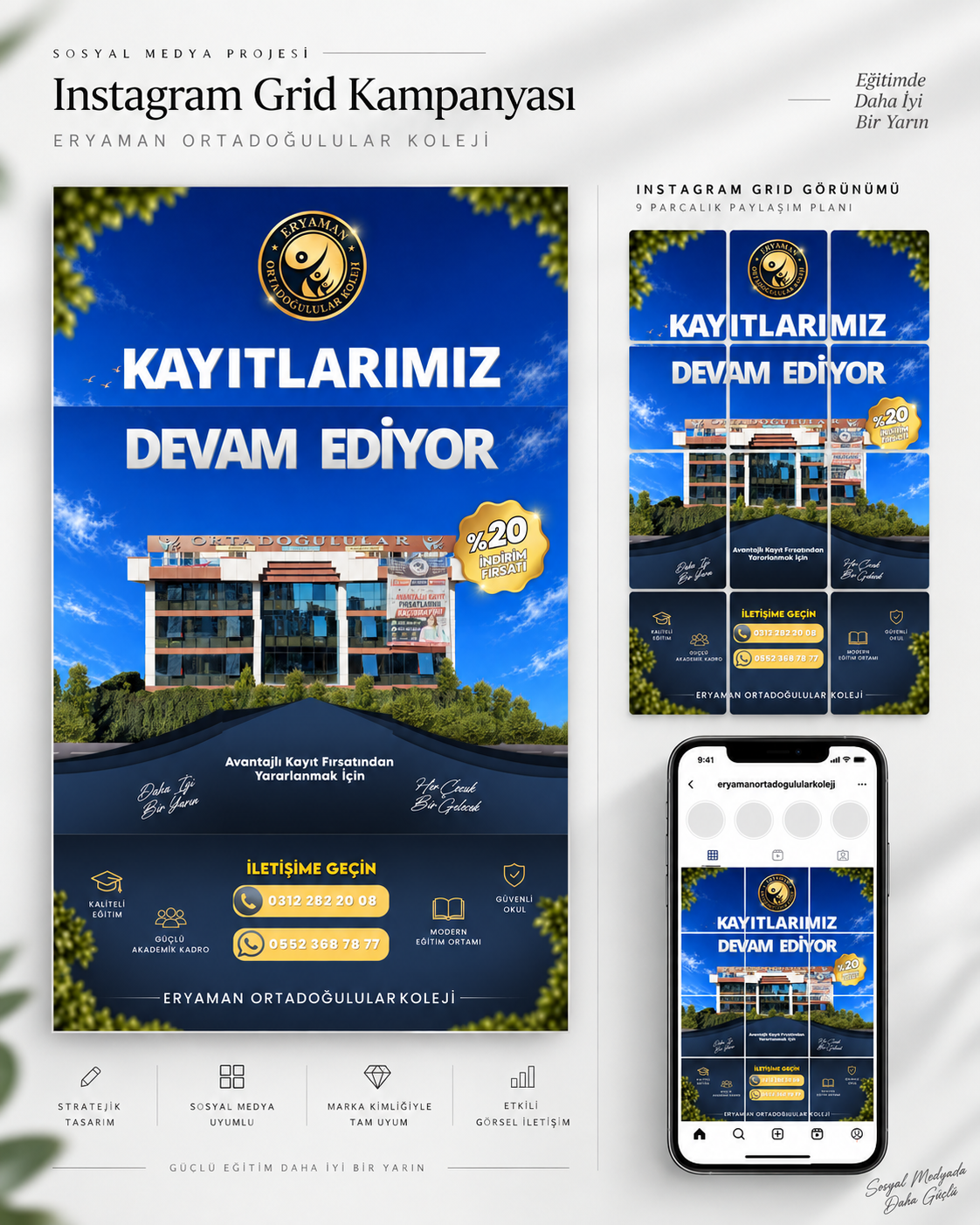Eryaman Ortadoğulular Koleji Instagram grid kampanyası